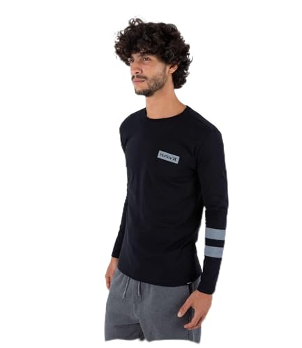 Hurley Herren M Oceancare Block Party Ls Tee T-Shirt, schwarz, XL von Hurley