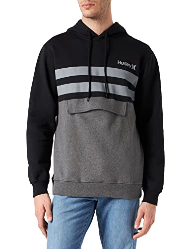 Hurley Herren M Oceancare Block Party Pullover Sweatshirt, schwarz, Large von Hurley