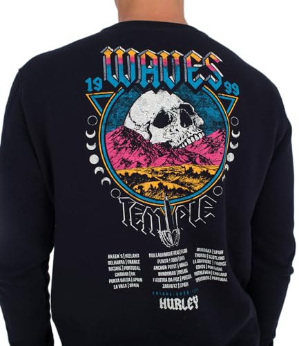 Hurley Herren M Wave Tour Crew Pullover Sweater, Schwarz, S von Hurley