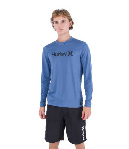 Hurley Herren OAO Surf LS Rash Guard Shirt, Dunkelblau (Deep Aqua), S von Hurley