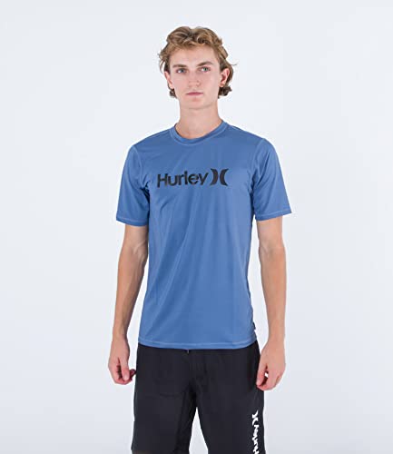 Hurley Herren OAO Surf SS Rash Guard Shirt, Dunkelblau (Deep Aqua), L von Hurley