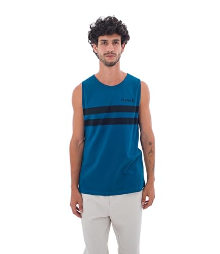 Hurley Herren Oceancare Stripes Tank T-Shirt, blau, L von Hurley