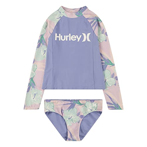 Hurley Mädchen Hrlg 2 Piece Rashguard Set Zweiteiliger Badeanzug, Light Orchid, 8 años von Hurley