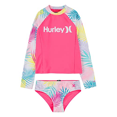 Hurley Mädchen Hrlg 2 Piece Rashguard Set Zweiteiliger Badeanzug, Pink Punch, 10 años von Hurley