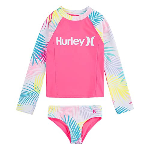 Hurley Mädchen Hrlg 2 Piece Rashguard Set Zweiteiliger Badeanzug, Pink Punch, 4 años von Hurley