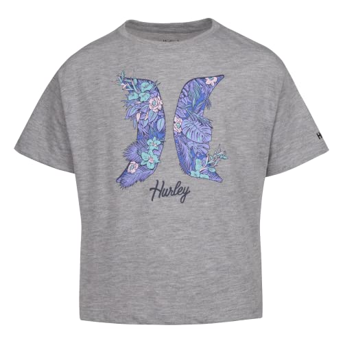 Hurley Mädchen Hrlg Lush Logo Tee T-Shirt, Dunkelgrau meliert, 8 Años von Hurley