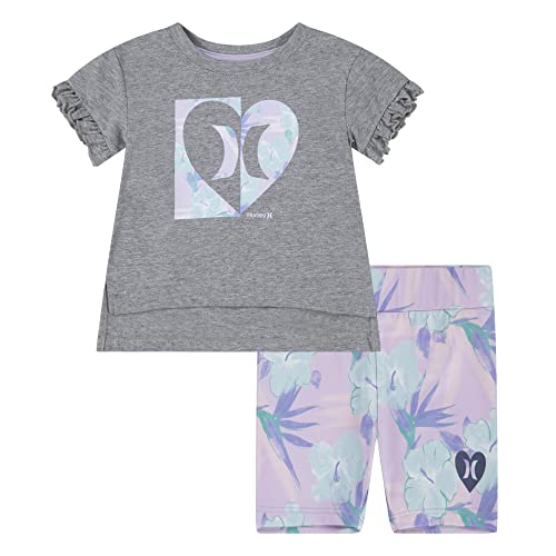 Hurley Mädchen Hrlg S/S & Bike Set Kurzarm-T-Shirt + Shorts, Light Lavender, 2 años von Hurley