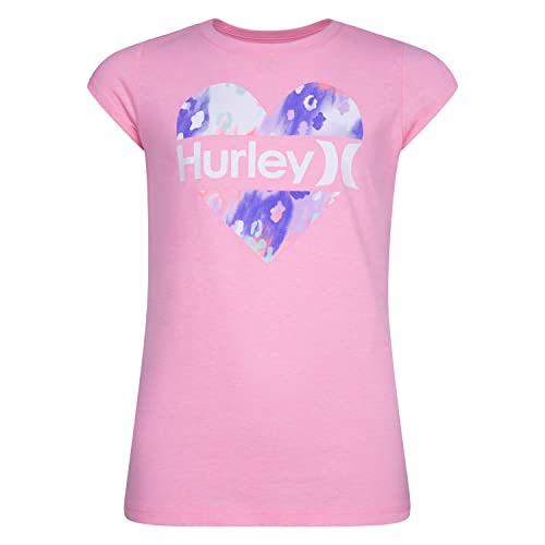 Hurley Mädchen Hrlg Split Heart Tee T-Shirt, Rosa Flamingo meliert, 12 años von Hurley