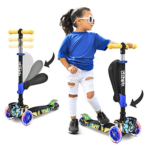 3-Rad-Roller für Kinder - Steh- und Kreuzfahrt-Kinderspielzeug Tretroller mit Verstellbarer Höhe, Rutschfester Plattform, Blinkenden Radlichtern, für Jungen/Mädchen im Alter von 2-12 Jahren - Hurtle von Hurtle