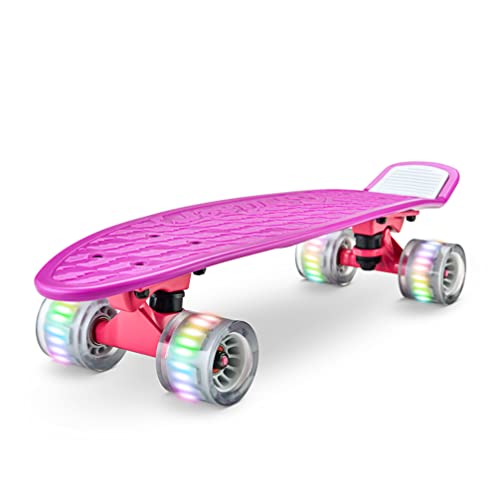 Hurtle, Mini Cruiser Skateboard für Kinder & Erwachsene Skateboard Kinder ab 5 Jahre Mädchen & Junge, Penny Board mit LED Rollen, Anti-Rutsch Deck, Pennyboard für Anfänger & Fortgeschrittene, Max100kg von Hurtle