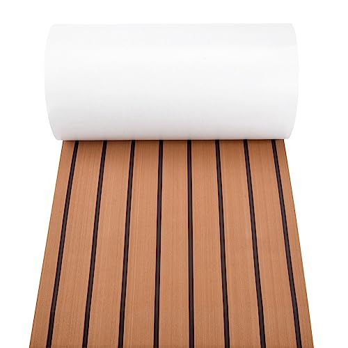 Huudngeje 6MM Selbst Klebendes Eva Schaum Teak Blatt Marine Boot Yacht Synthetischer Terrassendielen Schaum Boden Matte Boden Belag 240X45Cm von Huudngeje