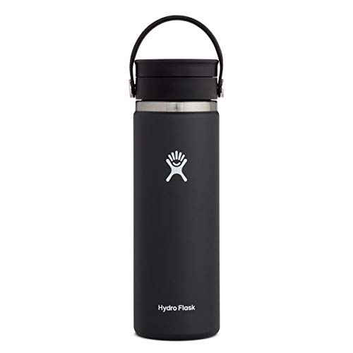 Hydro Flask Weithalsflasche mit flexiblem Trinkdeckel, isolierte Wasserflasche, Reisebecher, Kaffeebecher, Schwarz, 590 ml von Hydro Flask