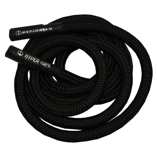 Hyperwear Hyper Rope Gewichtetes kurzes Kampfseil, Übungsseil, Heimstudio, Kampfseil, Anker, optionales Seilkerntraining in voller Größe in 1,8 m oder weniger Platz (schwarz, 6 m, 6,8 kg) von HYPERWEAR