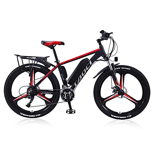 Hyuhome 26 Zoll Elektrofahrräder für Erwachsene und Herren, Aluminiumlegierung, E-Bikes für Herren, 36 V 13 Ah Elektro-Mountainbike mit abnehmbarem Lithium-Ionen-Akku (schwarz-rot) von Hyuhome