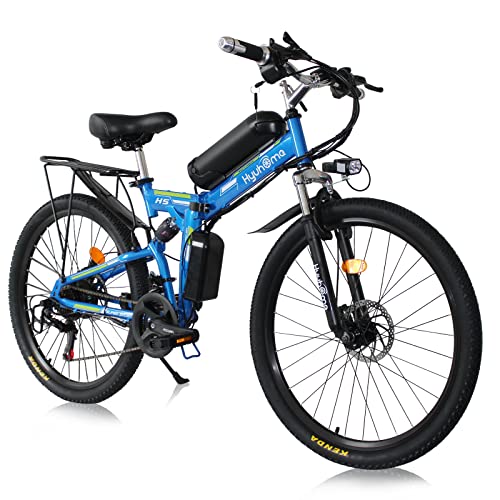 Hyuhome Elektrisches Klapprad für Erwachsene, faltbares E-Bikes für Herren, MTB, Dirtbike, 66 cm, 10 Ah, faltbares elektrisches Citybike (blau-02) von Hyuhome