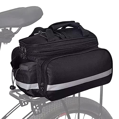 wasserdichte Rückentasche für Mountainbikes, Fahrradtasche für E-Bike-Rahmen 25L, ausziehbare Kofferraumtasche mit Regenschutz/reflektierendem Klebeband für MTB-Elektrofahrräder (voll schwarz) von Hyuhome