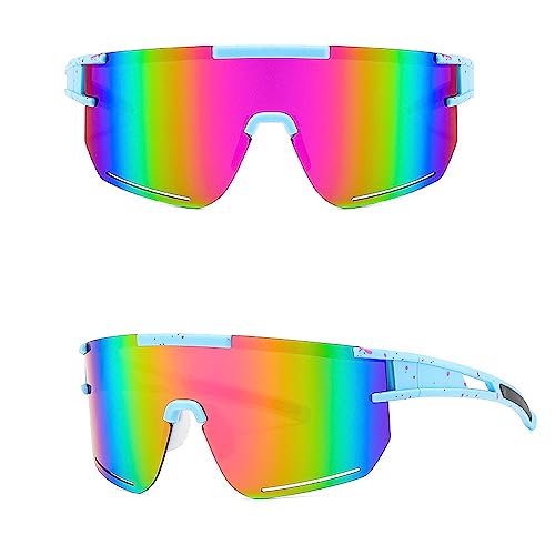 Hyxodjy Fahrradbrille Herren Damen,Sportbrille Fahrradbrille Schnelle Brille Fahrradbrille Fahrradbrille Winddicht UV 400 Bunte Fahrrad Brille für Outdooraktivitäten Wie Radfahren Laufen von Hyxodjy