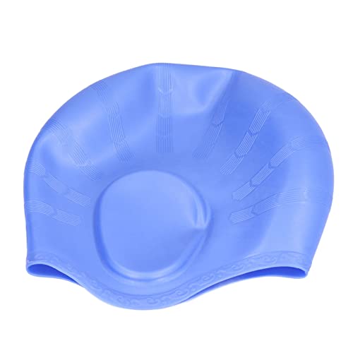Blaue Badekappe aus Hochelastischem Silikon mit Gehörschutzdesign, Wasserdicht Zum Schwimmen und Tauchen von Hztyyier
