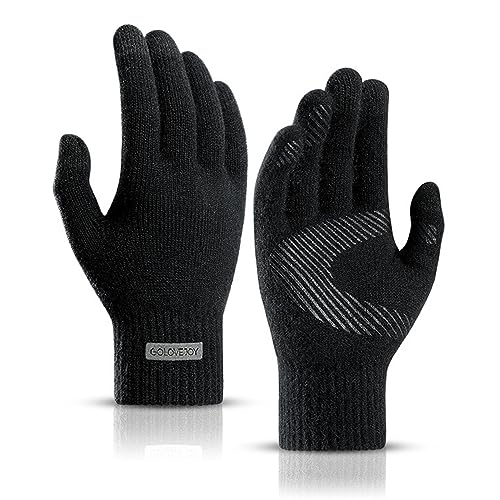 I Kua Fly Winter Strickhandschuhe Herren Damen Touchscreen Handschuhe Sport Warm Winter Handschuhe Anti-Rutsch Fahrradhandschuhe (Schwarz) von I Kua Fly