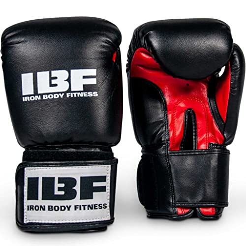 IBF Iron Body Fitness Unisex-Adult Boxing Mitts Trn Style 12Oz Boxhandschuh, Black/Red, One Size von IBF Iron Body Fitness
