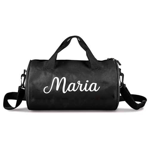 Personalisierte Tanz-Balletttasche für Mädchen, individuelle Sporttasche mit Namen, für Kleinkinder, Kinder, niedliche Turnbeutel, Wochenendtasche, Übernachtungsduffel, Schwarz , 32*19cm von IBLUCTRY