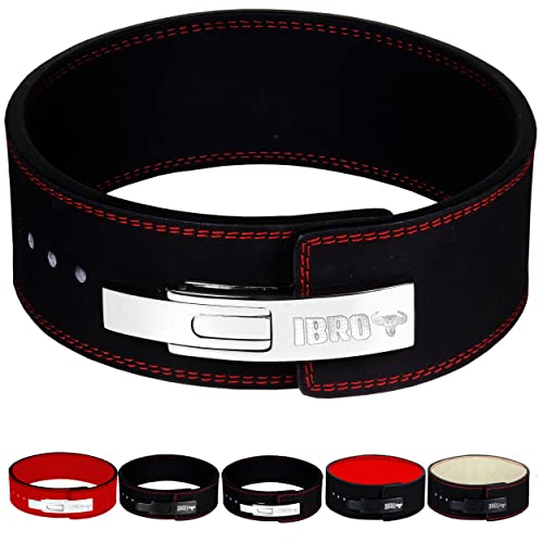 IBRO Powerlifting Lever Gym Belt - Power 13mm Extreme Heavy Duty Echtleder Gürtel - Kniebeugen Kreuzheben Bodybuilding Gewichtheben IPF Power Lifting Strongman für Männer Schwarz L von IBRO