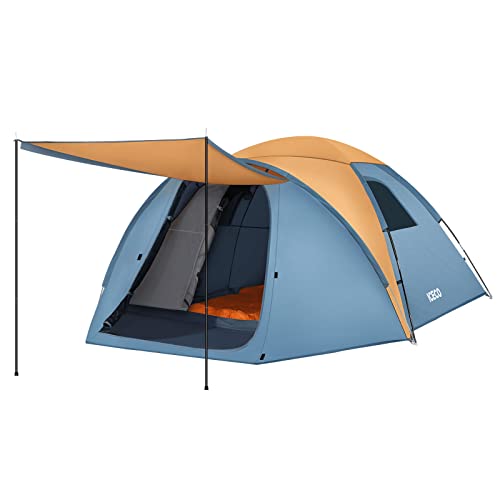 ICECO Campingzelte für 4 Personen, 4 Personen Zelte für Camping, wasserdicht, winddicht, Kuppelzelt, 4-Jahreszeiten-Zelt mit Bildschirmraum, einfacher Aufbau, mit abnehmbarem Regenfliegen von ICECO