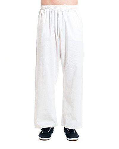 icnbuys Herren Tai Chi Hose Baumwolle Leinen, Herren, weiß von ICNBUYS