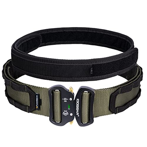 IDOGEAR 2 Zoll Taktischer Gürtel Combat Schnellverschlussschnalle Rigger Gürtel im Militärstil Molle Strapazierfähiges Gurtsystem 2 Zoll Außengurt und 1,75 Innengurtset (Large, Ranger Green) von IDOGEAR