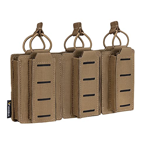 IDOGEAR Dreifach Mag-Taschen Känguru Magazin Tasche für 5.56mm Gewehrmagazine & 9mm Pistolenmagazine Universal MOLLE Tactical Magazinbeutel Elastisch Verstellbar(Coyote Brown) von IDOGEAR