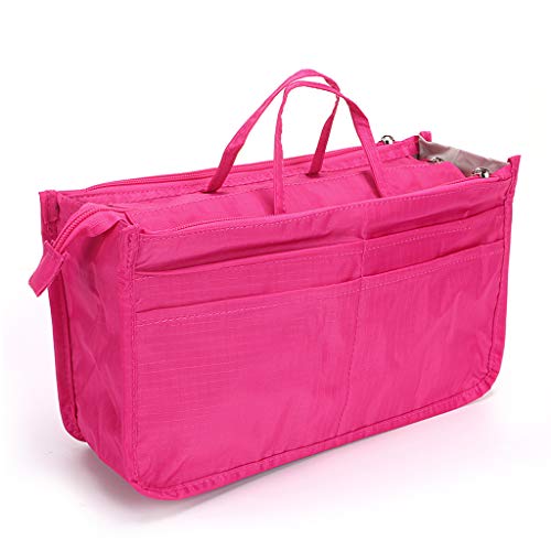 IGNPION Printed Insert Handtasche Organizer 13 Taschen erweiterbar Liner Bag Pouch Reißverschluss Tote Organizer Wickeltasche Insert mit Griff (Pink) von IGNPION