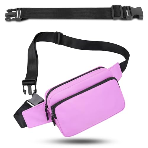 Bauchtasche Gürteltasche Hüfttasche mit Einem 30 cm Verlängerten Gürtel Unisex Modern Umhängetaschen Handytasche für Outdoor Reise Wandern Hundetraining Damen und Herren (Hellviolett) von IHIGOGOFA