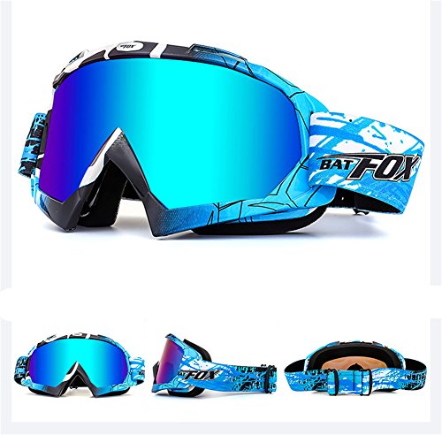 IHRKleid Motorrad Goggle Motocross Wind Staubschutz Fliegerbrille Snowboardbrille Schneebrille Skibrille Wintersport Brille Dirtbike Off-Road Schutzbrille (Blau) von IHRKleid