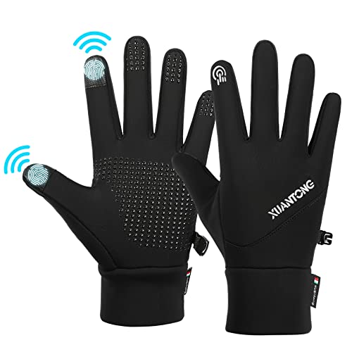 IJIAMY Winterhandschuhe Thermo Handschuhe Herren Damen, Fahrradhandschuhe Herren Winter, Laufhandschuhe Herren rutschfeste Touchscreen Leichte Sport Laufen Joggen Fahrrad Radfahren Outdoor Schwarz von IJIAMY