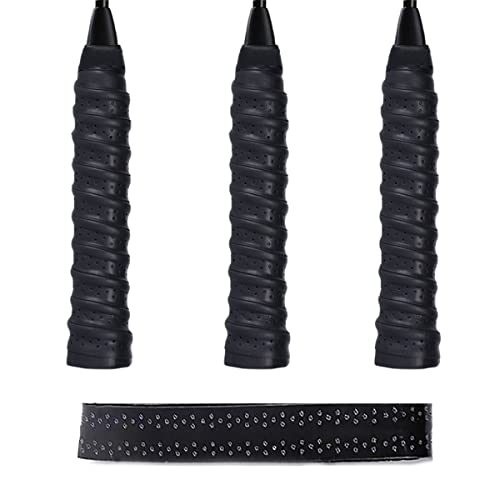 3 Stück Tennisschläger Griffband Anti-Rutsch, Badminton Griffband Overgrip, Squash Ersatzschlägergriffe(Schwarz) von ILLUVA