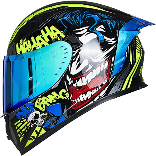 ILM Motorradhelm Integralhelm Herren Damen-Motorcycle Helmet mit 2 Visieren Pinlock-kompatiblen klaren und getönten-Street Bike Motocross Casco DOT&ECE Modell Z501, Surprise YellowM, L von ILM
