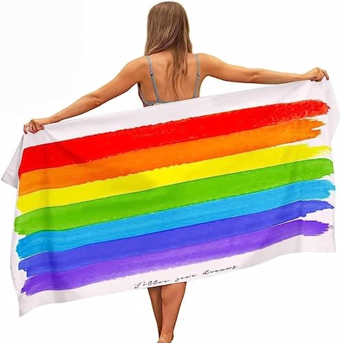 Regenbogen Strandtuch Groß 70x140 cm,Badetücher Microfaser Handtücher, 3D Strandhandtuch,Badetuch Strandlaken Handtuch,Herren Frauen (B,100x200cm) von IMFLY