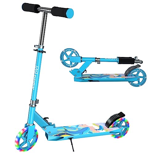 IMMEK 2 Räder Kick Scooter, Faltbarer Roller für Kinder, Geeignet für Mädchen und Jungen ab 4 Jahren, LED-Licht PU Räder, Höhenverstellbarer Tretroller, Maximales Gewicht bis 80 kg von IMMEK