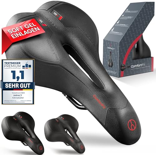 Impact® Fahrradsattel Herren [ComfortFit] - Bequemer ergonomischer Fahrrad Sattel, Ideal für MTB & Rennrad - Komfortabler Sattel Fahrrad Herren - Innovative Fahrradsättel als Fahrradsitz Memory Foam von IMPACT BIKE ACCESSORIES