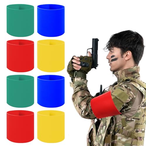 IMPPTE 8 Stück Airsoft Armbänder Team Armband Blau Rot Armband Binden Gelb Grün 11 * 45cm Teamschleifen für Airsoft Spielen von IMPPTE