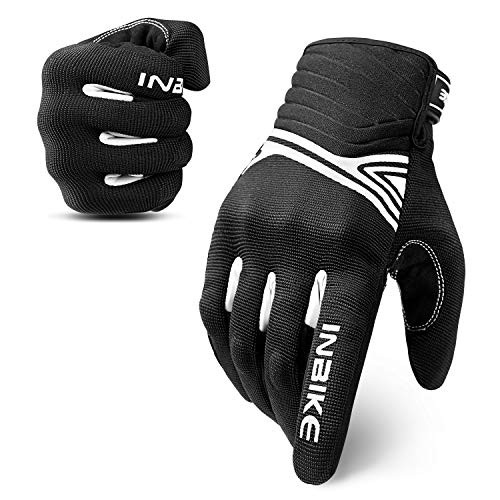INBIKE Atmungsaktive Mesh-Motorradhandschuhe, Touchscreen mit TPR-Handflächenpolster, harte Knöchel, Schwarz / Weiß, Größe XL von INBIKE