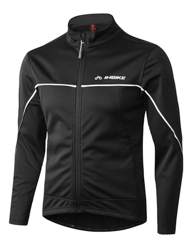 INBIKE Fahrradjacke Herren Winter Radjacke Laufjacke Thermo Winddicht Wasserabweisend Atmungsaktiv Reflektierend für Radfahren Joggen Laufen Schwarz M von INBIKE