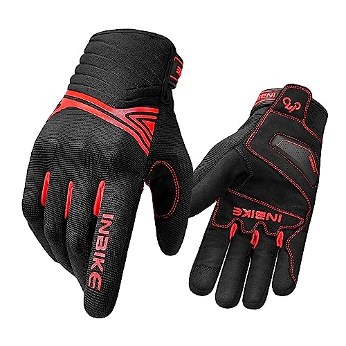 INBIKE Motorradhandschuhe Herren Damen Winter Warm Wasserdicht Winddicht mit Harter Schutz Motocross Motorrad Handschuhe Männer Schwarz/Rot XXL IM902W von INBIKE