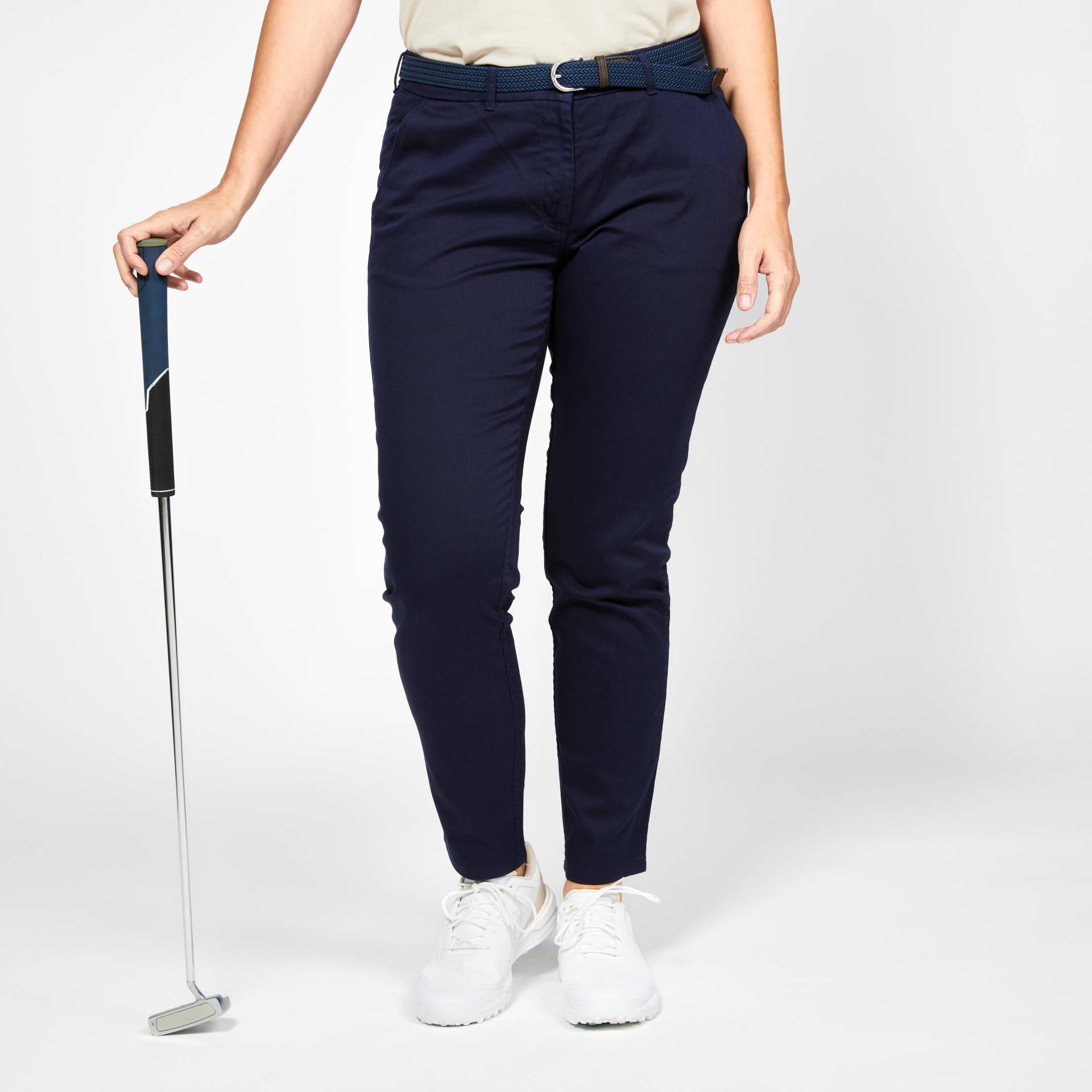 Damen Golfhose Baumwolle - MW500 marineblau von INESIS