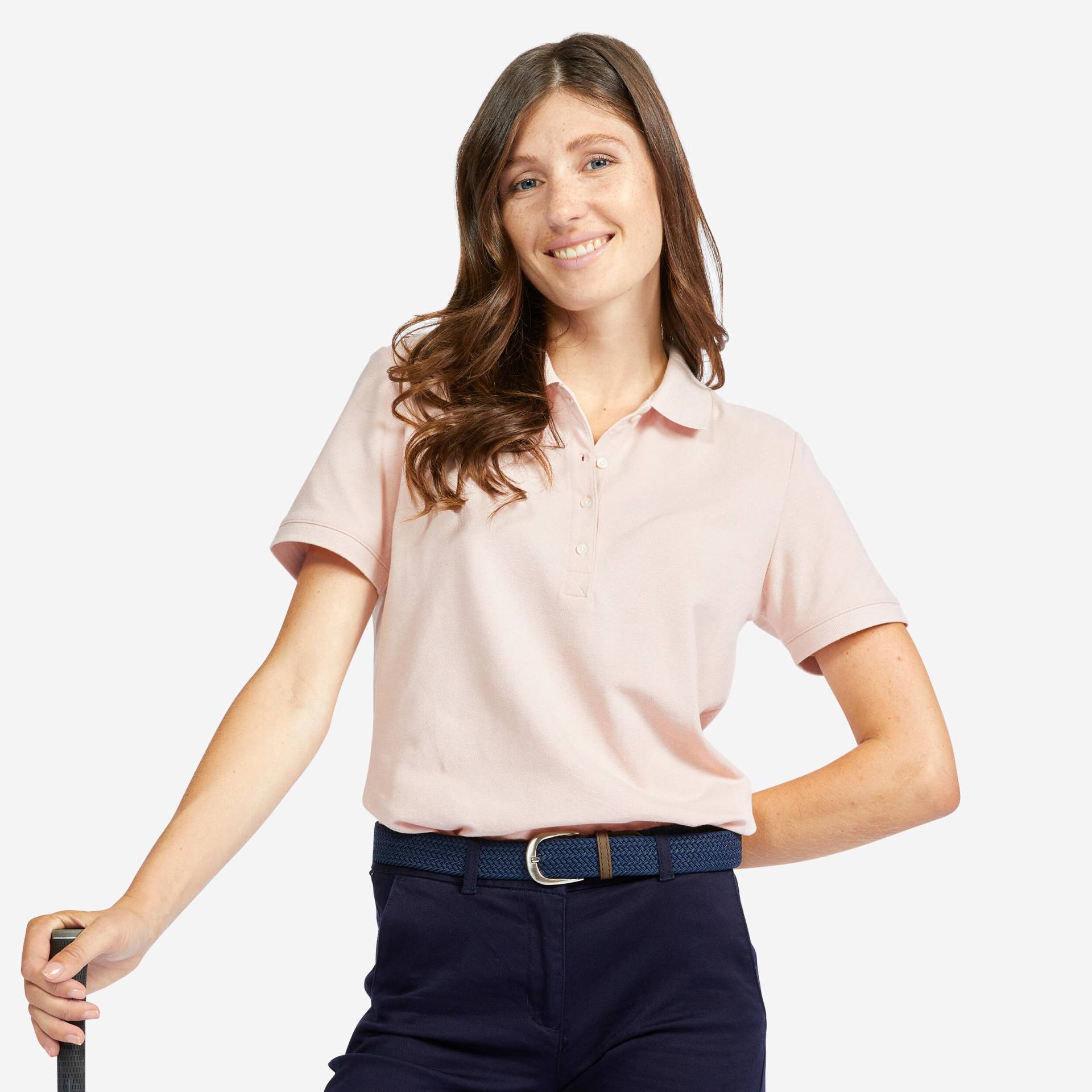 Damen Poloshirt kurzarm - MW500 blassrosa von INESIS