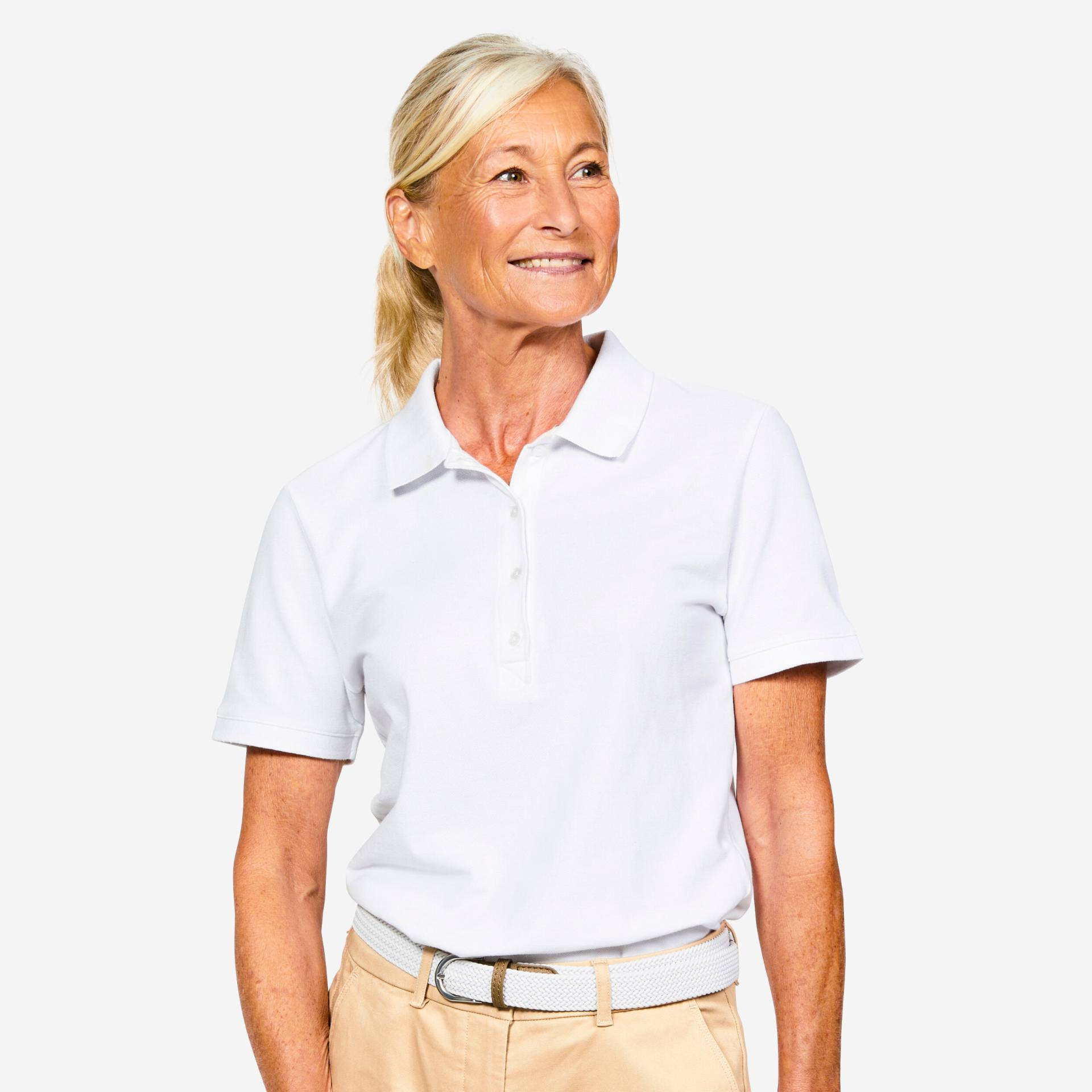 Damen Poloshirt kurzarm - MW500 weiss von INESIS