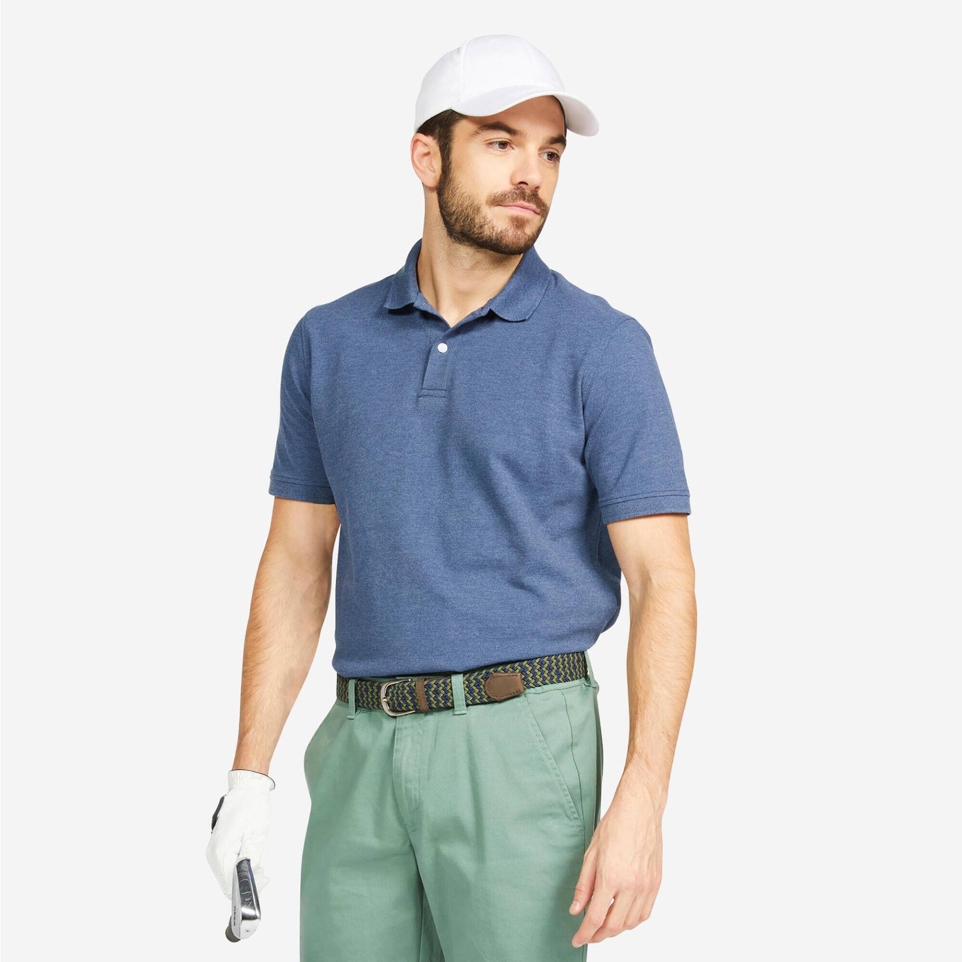 Herren Golf Poloshirt kurzarm - MW500 schieferblau von INESIS