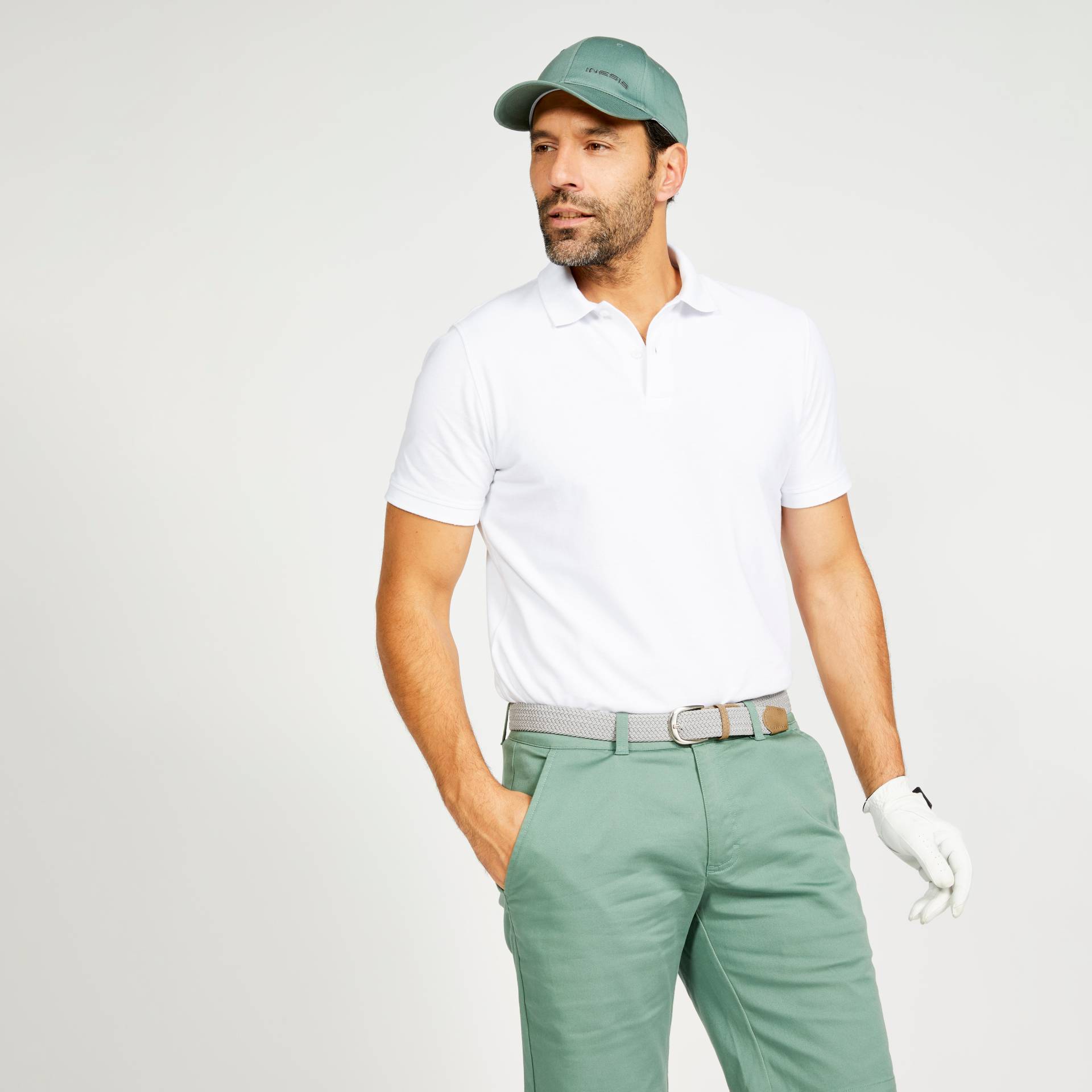 Herren Golf Poloshirt kurzarm - MW500 weiss von INESIS