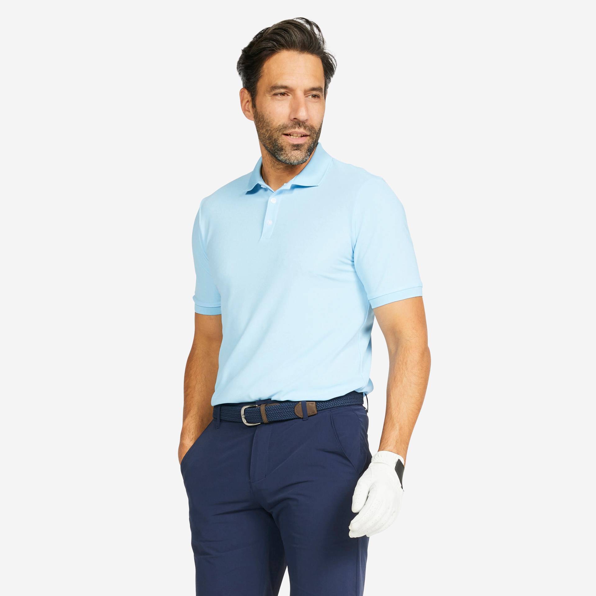 Herren Golf Poloshirt kurzarm - WW500 hellblau von INESIS