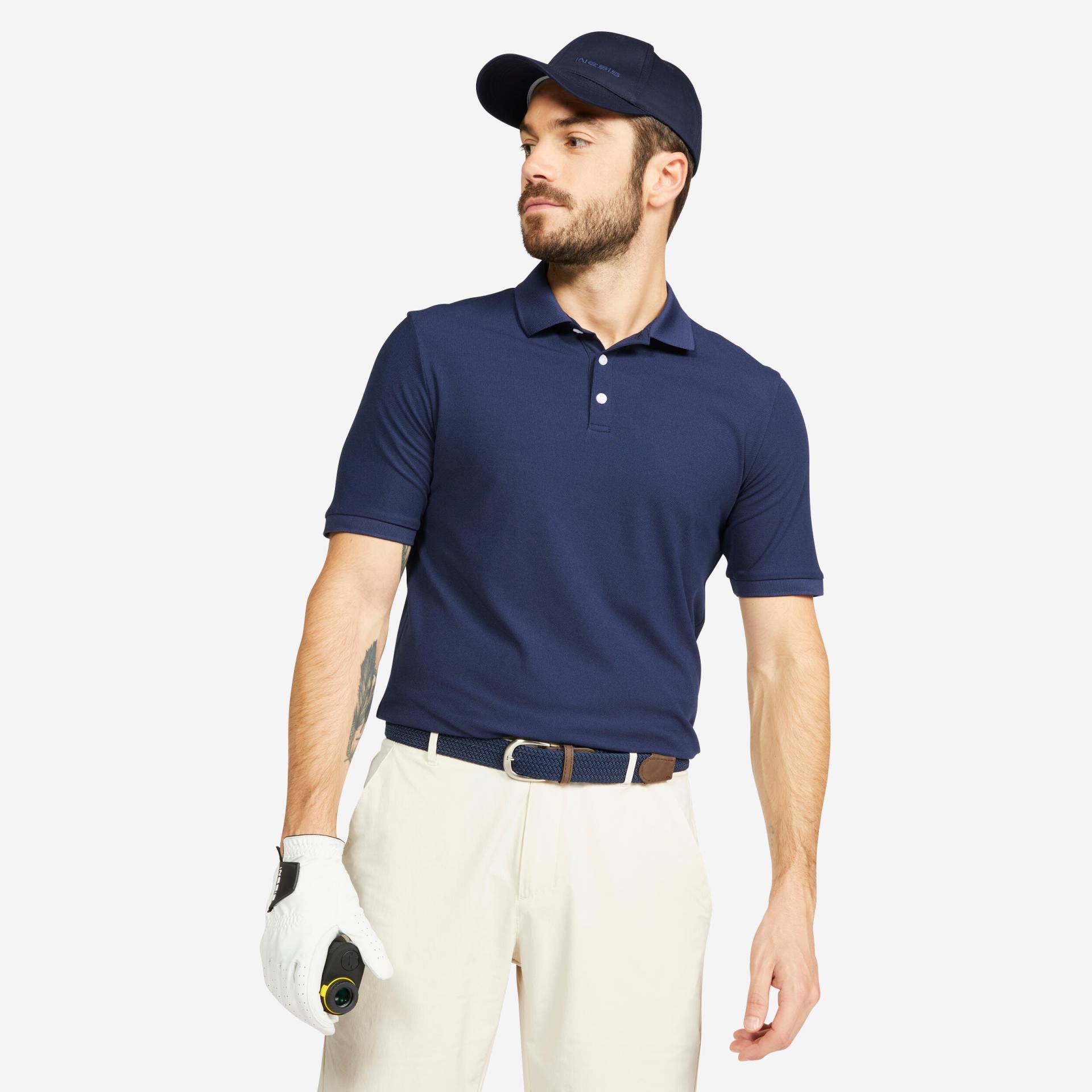 Herren Golf Poloshirt kurzarm - WW500 marineblau von INESIS